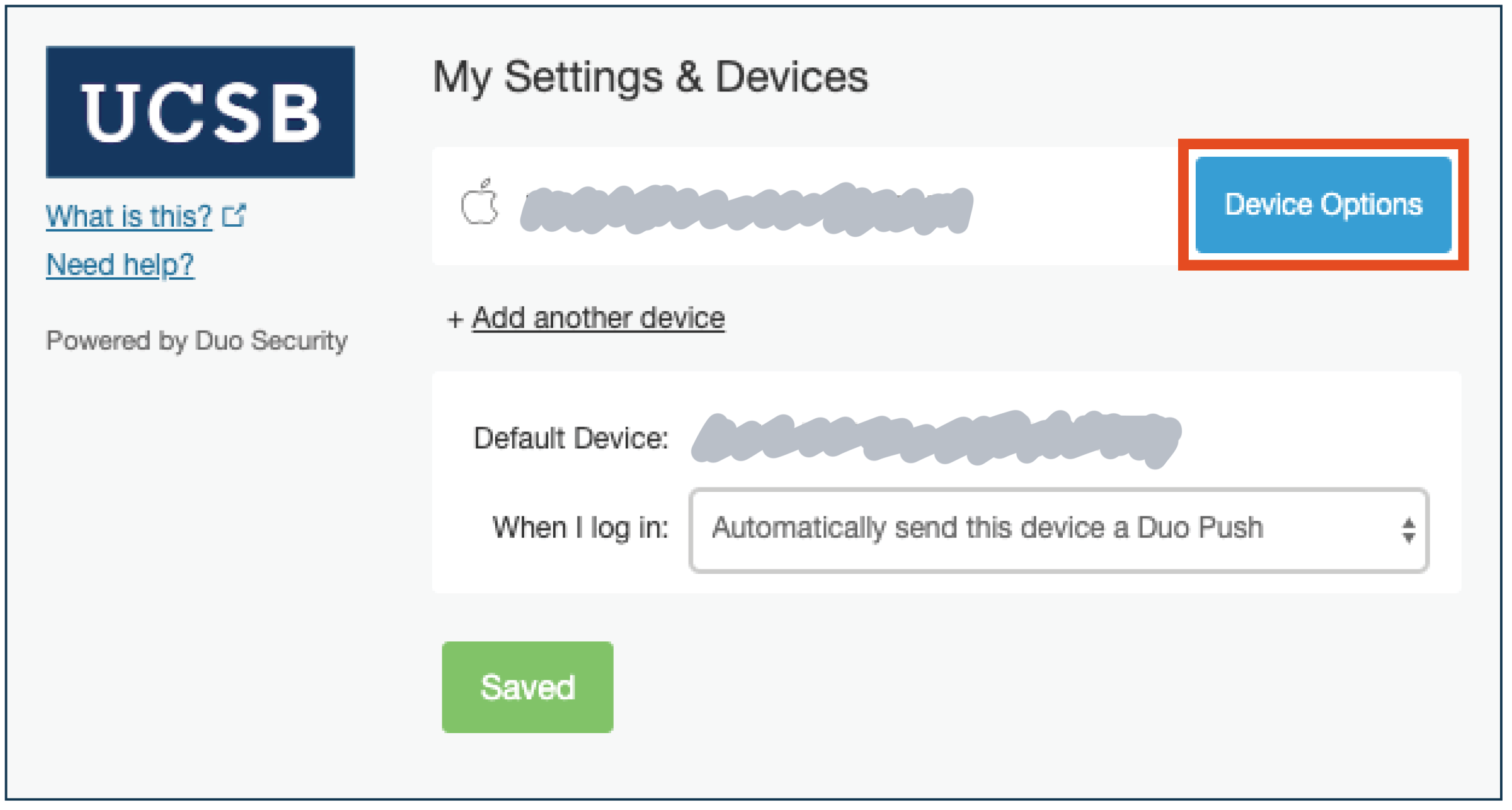 Duo device options