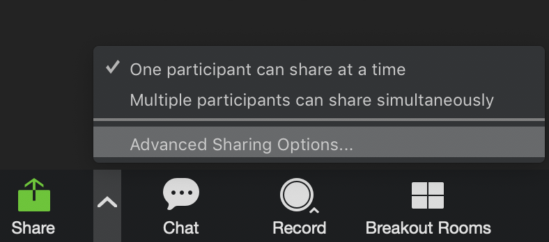 Zoom advanced sharing options
