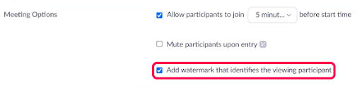 Zoom Settings - Add watermark for participants